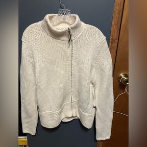 Kenji Natural Hand Knit Off White Sweater with Zippers Women’s S/M